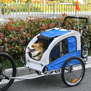 Aosom 2 In 1 Durable Pet Dog Bicycle Trailer Stroller Jogger Damping