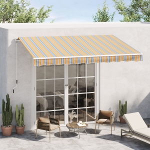Outsunny 13'x8' Manual Retractable Patio Awning Water-resistant Sun Shade Outdoor Deck Window Door Canopy Shelter Aluminum Frame Mix Color