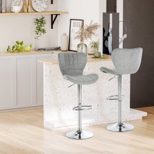 HOMCOM Set of 2 Height Adjustable Bar Stools Dining Chair with Footrest for Home Pub