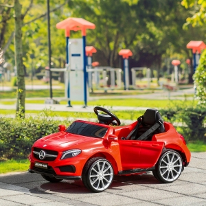 Qaba 6V Mercedes Kids Car Licensed Benz Ride On Car For 3 Years Old Kids Red