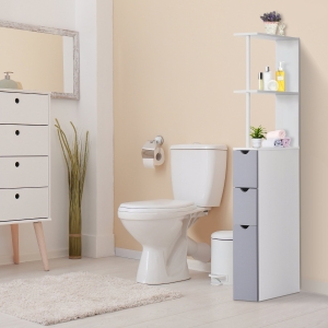 HOMCOM Tall Storage Bathroom Cabinet Drawer Open Shelves Space Saving