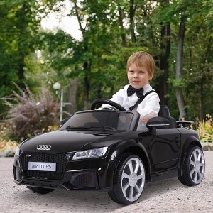 Aosom 6V Licensed Audi Kids Ride-On Car With Remote Control Suspension Wheel 1 Seater 2 Openable Door Adjustable Speed For 3 - 8 Years Old Kids Black