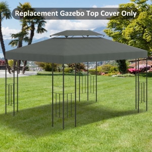Outsunny 13' x 10' Gazebo Replacement Canopy 2 Tier Top UV Cover Pavilion Garden Patio Outdoor, Deep Grey (TOP ONLY)