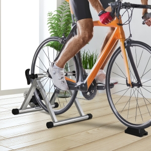 Soozier Indoor Magnetic Bike Bicycle Trainer Stand 5 Level Resistance Silver