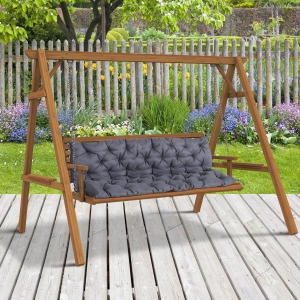 Outsunny 3 Seater Outdoor Seat Pads Bench Swing Chair Replacement Cushions Backrest for Patio Garden, Dark Grey