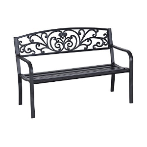 Outsunny 50" Cast Iron Blossoming Garden Decorative Patio Park Bench