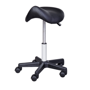 HOMCOM Adjustable Hydraulic Swivel Salon Tattoo Parlor Rolling Saddle Stool PU Leather