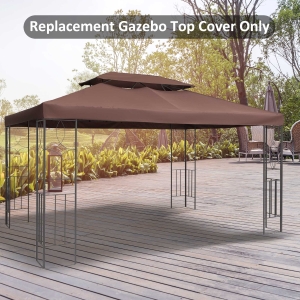 Outsunny 13'x 10' Gazebo Replacement Canopy 2 Tier Water-resistant Top UV Cover Pavilion Garden (Coffee)