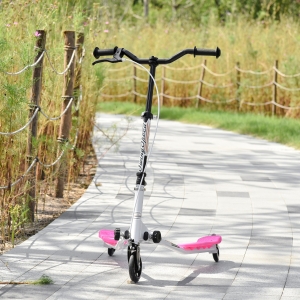 HOMCOM Foldable Swing Scooter Children Tri Scooter 3 Wheels Speeder Slider, Pink