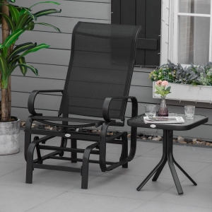 Outsunny Outdoor Mesh Glider Swing Chair Patio Garden Rocking Gliding Seat Yard Porch Furniture, Brown Black
