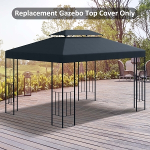Outsunny 13' x 10' Gazebo Replacement Canopy 2 Tier Top UV Cover Pavilion Garden Patio Outdoor, Grey (TOP ONLY)