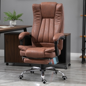 Vinsetto Vibration Massage Office Chair Faux Leather Recliner with Retractable Footrest Brown