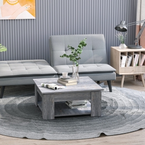 HOMCOM 2 Tier Simple Modern Coffee Table Storage Shelf Living Room Wood Grain