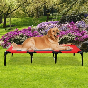 Pawhut Pet Bed Dog Trampoline Elevated Raised Hammock Heavy Duty Red Cover Cat