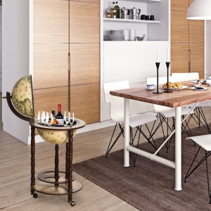 HOMCOM Globe Retro Style Mini Bar Drink Cabinet Mobile Wine Alcohol Beverage Trolley