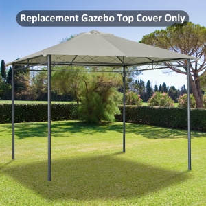 Outsunny 10' x 10' Square Gazebo Canopy Replacement UV Protected Top Cover Sun Shade Cream White