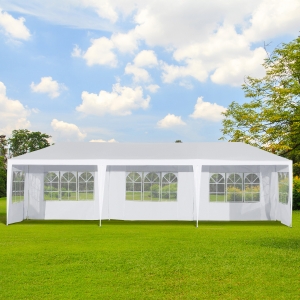Outsunny 10x28ft Portable Gazebo Party Tent Outdoor Event Shelter Garden Sunshade with 5 Removable Walls