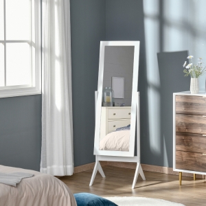 HOMCOM Free-standing Full-length Jewelry Dressing Mirror Angle Adjustable Living Room Bedroom White