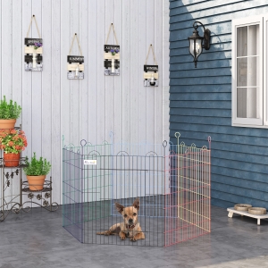PawHut Foldable Pet Playpen Hexagon Dog Puppy Pen Crate Kennel Exercise Fence w/ Door Metal Indoor & Outdoor