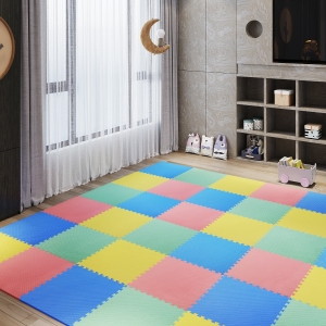 HOMCOM 54pcs EVA Foam Interlocking Tiles Exercise Gym Mat Non-Skid 209sq.ft Multi-Color