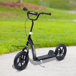 HOMCOM Kids Pro Stunt Scooter Kick Scooter Children Street Bike Bicycle Ride On with 12” Tire and Adjustable Handle Bars Black