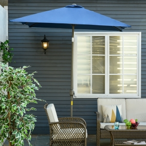 Outsunny 6.5x10ft Rectangle Tilt Patio Umbrella Garden Market Parasol Outdoor Sunshade Canopy Dark Blue