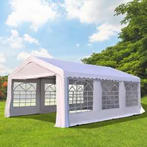 Outsunny 20x13ft Heavy Duty Outdoor Carport Wedding Party Tent Patio Event Gazebo Canopy with Sidewalls White