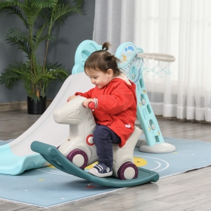 Qaba Rocking Horse 2 in 1 Ride on Toys and Sliding Car for Kids Baby Rocker Roller Toddler Playset Indoor Outdoor 1-4 Years Old