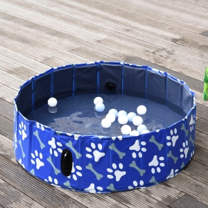 PawHut Dog Bathing Tub Pet Collapsible Swimming Pool Folding Pool Dog Cat Puppy Washer Indoor/Outdoor 47" x 12" M Sized