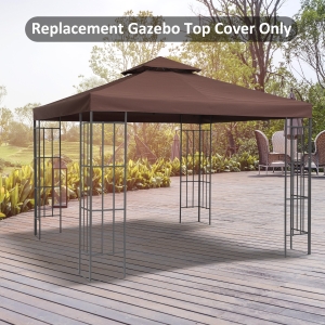 Outsunny 9.84'x9.84' Square 2 Tier Gazebo Canopy Replacement Water-resistant UV Protected Coffee