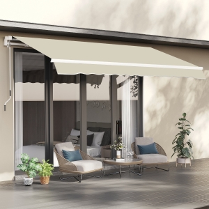 Outsunny 10' x 8' Retractable Awning Fabric Replacement Outdoor Sunshade Canopy Awning Cover, UV Protection, Green & White