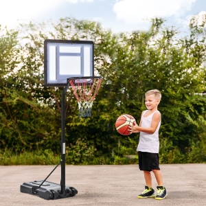 Soozier 63" -70.75" Adjustable Basketball Hoop Backboard w/ Wheels For Kids