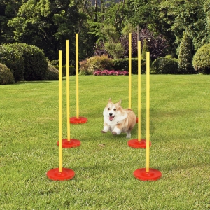 PawHut Dog Agility Training Fun Obstacle Course Set w/ Weaves Poles Bag Garden Patio