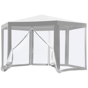 Outsunny Outdoor Cathedral Style Roof Party Gazebo with Mesh Walls - Cream White