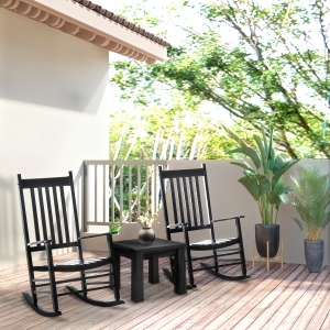 Outsunny Wooden Rocking Chair Porch Rocker Balcony Deck Outdoor Garden Seat Living Room