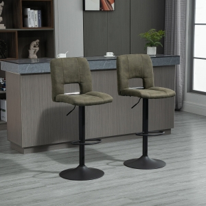 HOMCOM Modern Bar stools, Counter Height Kitchen Stools Armless Adjustable Height with 360 Degree Swivel Seat, Set of 2, Khaki