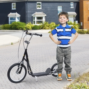 Homcom Adjustable Teen Kick Scooter Child Pro Stunt Scooter Ride-on Street Bike with 16" Inflatable Tire