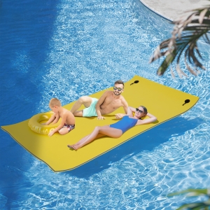 HOMCOM Roll-Up Pool Float Pad for Lakes, Oceans, & Pools, Water Mat for Playing, Relaxing & Recreation, Yellow