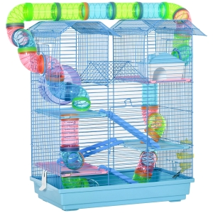 PawHut 5 Tiers Hamster Cage Animal Travel Carrier Habitat with Accessories Included