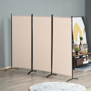 HOMCOM 3-Panel Folding Screen Room Divider Privacy Separator Partition for Indoor Bedroom Office Outdoor Patio 100"x72" Beige