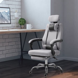 Vinsetto Ergonomic Executive Office Chair Lumbar Support with Footrest, Grey