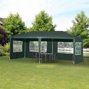 Outsunny 10' x 20' Gazebo Canopy Party Tent with 4 Removable Window Side Walls for Outdoor Event with Wind Ropes and Ground Stakes