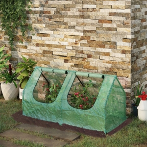 Outsunny 47.25"x23.5"x23.5" Portable Mini Tunnel Greenhouse Garden Planting Shed Flower Box 2 Windows Green
