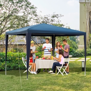 Outsunny 10x10ft Party Gazebo Tent Portable Garden Canopy Event Shelter Outdoor Sunshade Blue