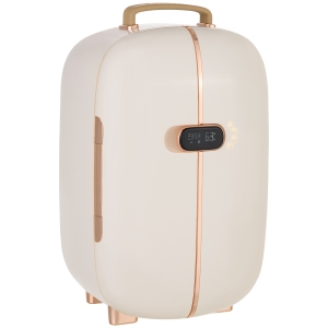 HOMCOM Portable Beauty Fridge, Professional Skincare Fridge with LED Lighting, Timer and 2 Doors, 12L Cooler and Warmer for Beauty, Makeup and Cosmetics, White