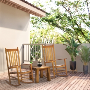 Outsunny Wooden Rocking Chair Porch Rocker Balcony Deck Outdoor Garden Seat Living Room