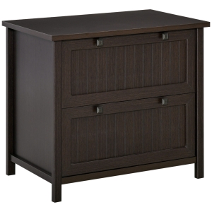 HOMCOM Retro Style 2-Drawer Lateral File Cabinet Chest with Hanging Bars, Wooden Documents Storage for Letter/Legal Size, Brown