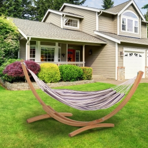 Outsunny 83"x59" Outdoor Hammock Bed Swing Chair, Patio Lounge Garden Camping Hiking Travel Hammock Only for Backyard, Purple