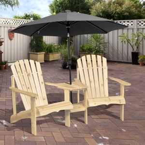 Outsunny Outsunny 2 piece Pair Adirondack Chair w/ Middle Table Reclined
