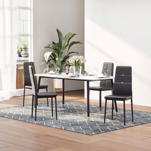 HOMCOM Set of 4 Modern Style Dining Chairs, Button Tufted High Back Side Chairs with Upholstered Seat, Steel Legs for Living Room, Kitchen, Study, Bedroom, Black